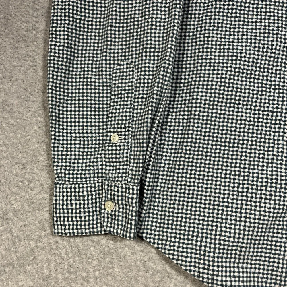 Polo Ralph Lauren Shirt Mens Medium Green Gingham Plaid Slim Fit Stretch Oxford